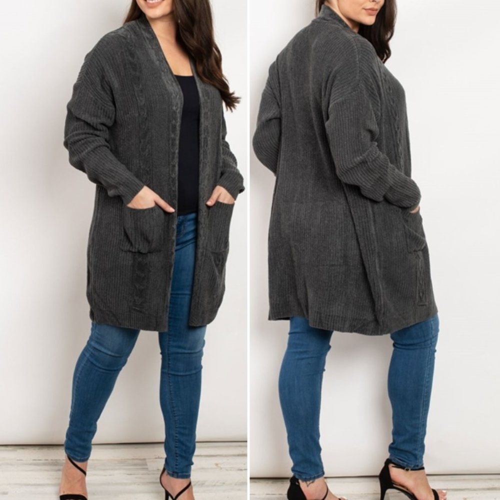 Charcoal Sweater Cardigan - Picture 1 of 4